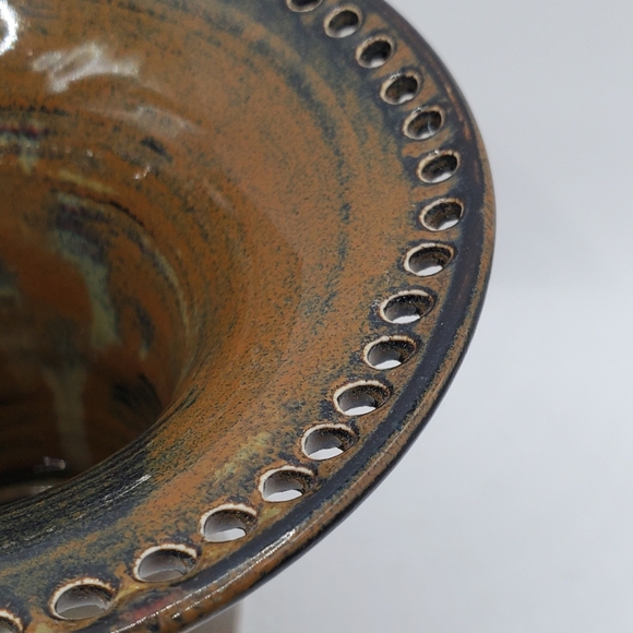 Burb Land Pottery Trumpet Vase Earring Holder Jewelry Organizer Signed 4" H Deco - Picture 9 of 15